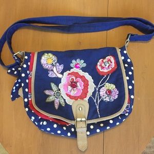 Cath Kidston style canvas messenger bag.